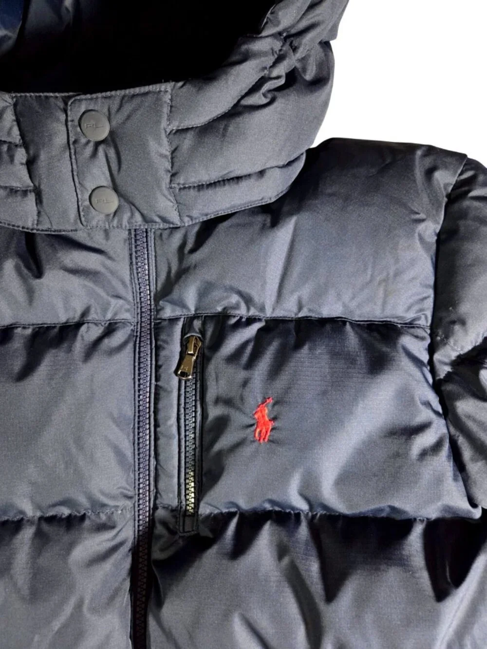 Polo Ralph Lauren KIDS Gorham Down Puffer Jacket L Blue Hooded Winter Coat